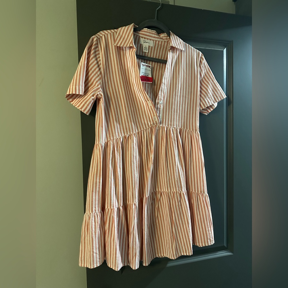 Striped Women’s Dress in Orange and White